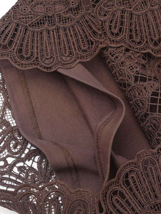 2025 秋冬新款复古棕色蕾丝半身裙 蝴蝶花纹高腰显瘦包臀裙 优雅气质中长款镂空一步裙 商品图4