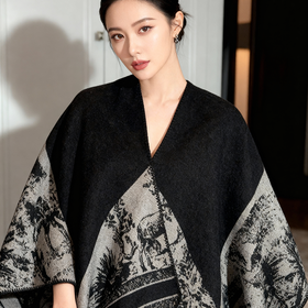笙观相沐水墨江南披肩毯 高级感 仿羊绒斗篷 多场景使用 披肩/围巾/盖毯