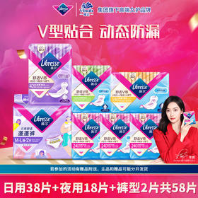 Libresse薇尔舒适V感日夜日夜卫生巾裤型组合共58片