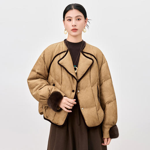 QS轻薄95白鹅绒拼接设计感鹅绒服女秋冬新款短款外套2117 商品图1