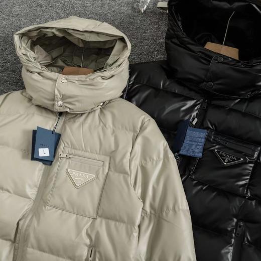 D111934胸前拉链设计25年秋冬黑杏拼色白鸭绒羽绒服 商品图3