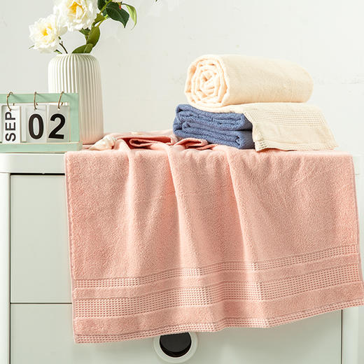【快乐购专属】超柔加厚长绒棉浴巾（粉/米/蓝）DR 商品图7