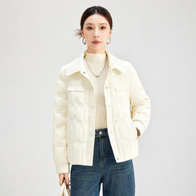 QS轻薄羽绒服纯色外套女冬季加厚保暖多口袋内外穿日常休闲户外8505