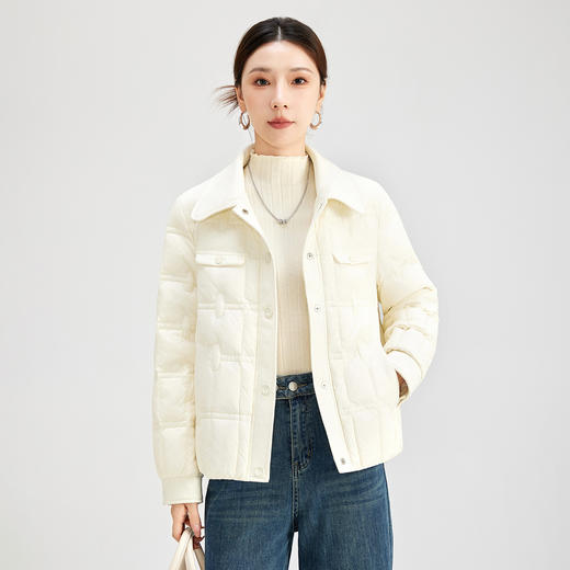 QS轻薄羽绒服纯色外套女冬季加厚保暖多口袋内外穿日常休闲户外8505 商品图0