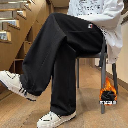 D111925加绒新款阔腿格子裤修饰腿型情侣款卫裤 商品图2