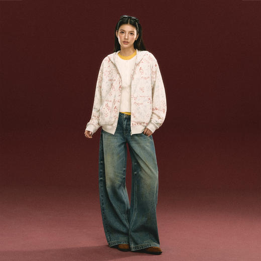 Ariseism 美式复古设计感连帽卫衣外套女秋冬新款保暖上衣 商品图2