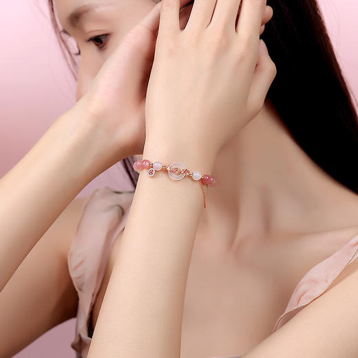 【锦鲤】纯银复古和田玉平安扣盐源玛瑙手链【JHY-A001343M】 商品图3