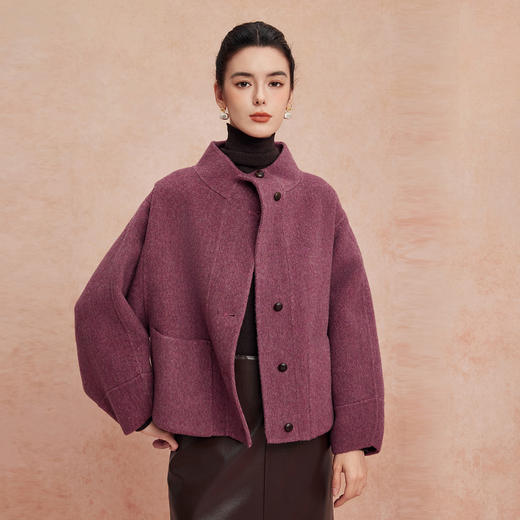 QH920斯尔丽2025新款廓形大方宽松显瘦小个子双面羊毛短款女式大衣 商品图0