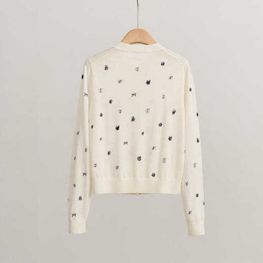 小绣花波点绵羊毛针织开衫 商品图3