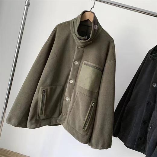 D111956复古松弛感立领+按扣设计摇粒绒立领夹克 商品图11