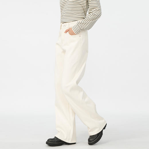 基本款复合绒阔腿牛仔裤-纪念日百货门店同款167546566 商品图1