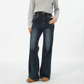 基本款口袋铆钉微喇牛仔裤-纪念日百货门店同款167546638