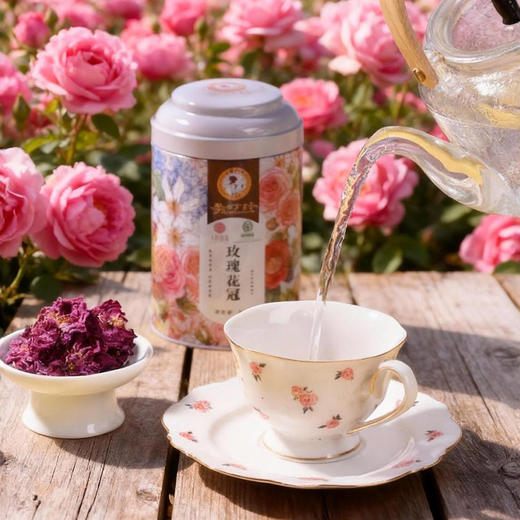【买2送1，买3送2】李时珍·平阴玫瑰花冠茶 国家地理标志产品 绿色食品 国家卫健委认证“药食同源”玫瑰 疏肝、解郁、养颜 50g/罐 商品图2