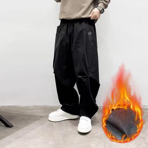 D111923户外高街加绒加厚重磅水洗宽松多口袋工装机能束脚裤 商品图3