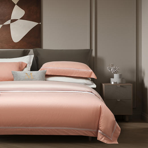 千帧彩四件套 -圣罗保（肉粉）100%新疆长绒棉100支双股贡缎工艺 商品图1