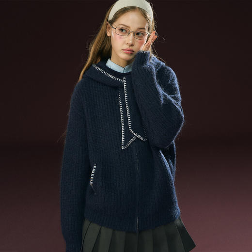 Ariseism 美式复古设计感针织开衫毛衣女秋冬新款上衣 商品图0