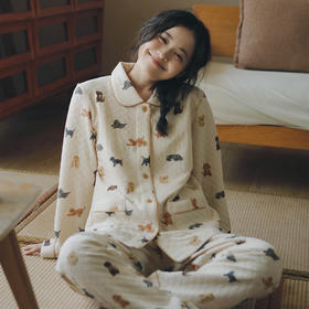 三层空气棉~秋冬季空气棉夹层纯棉长袖套装可爱女款休闲家居服 轻暖不厚重