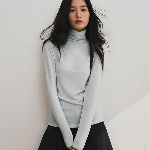 【拍2件99元】【天丝醋酸羊毛针织衫】秋冬莱赛尔修身高领上衣高级感洋气内搭T恤 商品图0