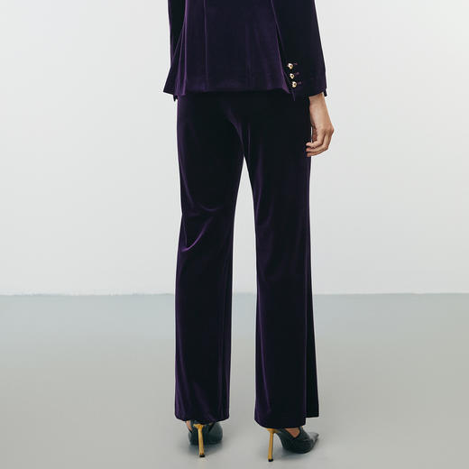 EITIE爱特爱秋季新款高腰复古通勤百搭气质显瘦丝绒休闲裤7905613 商品图4