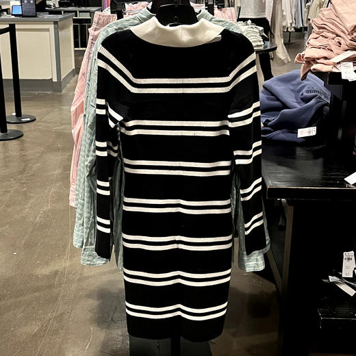 Abercrombie Fitch/AF 女春秋条纹半拉链翻领休闲长袖针织连衣裙 商品图3