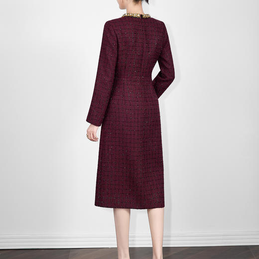 「高货wl」全新升级【铂金会员358/天猫479/差价121】(95315)洛诗琳气质小香风连衣裙2025秋冬重工亮丝编织粗花呢A字裙 商品图3