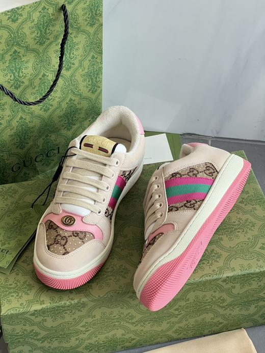 G家脏脏鞋男女款2025春秋季新款真皮情侣板鞋复古老花厚底小脏鞋 商品图6