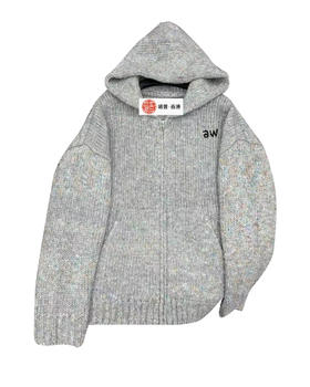 中性款彩色羊毛粗针织毛衣外套hu002