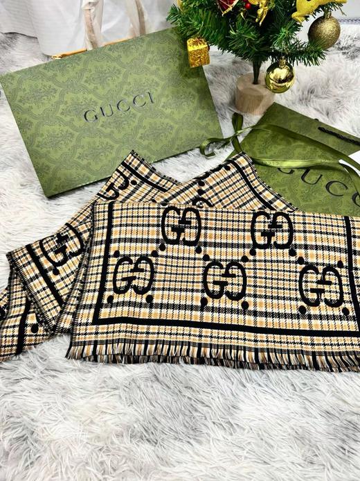 D111907既是围巾也是披肩！黑金双面羊毛围巾 商品图1