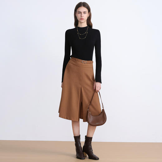 EITIE爱特爱冬季新款时尚高腰A字显瘦百搭毛呢半身裙8006703 商品图6