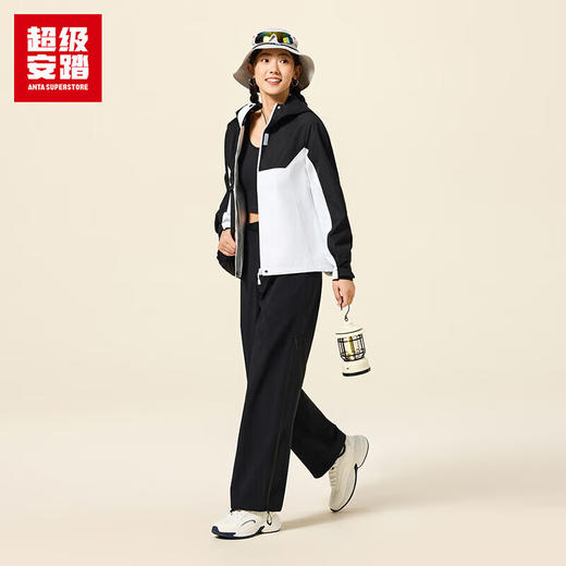 超级安踏冲锋衣女士秋季户外露营徒步防水透湿拼色连帽运动外套162536605U 商品图4