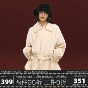 Ariseism 高级感绵羊毛毛呢外套女秋冬季新款呢子大衣