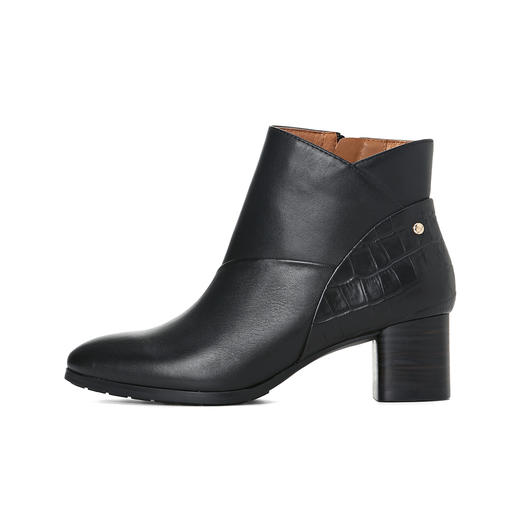 BF楼Pikolinos派高雁冬季牛皮拼色牛皮圆头中粗跟时尚短靴PA255221.吊牌价2880 商品图1