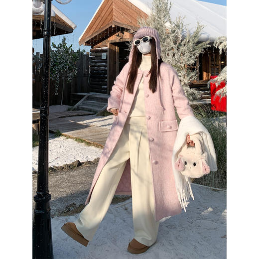 <曾小咸推荐> 现货秒杀！微信超特价！粉色毛呢外套长款呢子大衣 日常389.99 立减210 秒杀179.99！ 商品图3