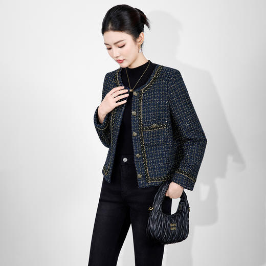 「高货wl」全新升级【铂金会员367/天猫499/差价132】(02312)洛诗琳法式重工金线小香风外套2025秋冬粗花呢羊毛外套 商品图0