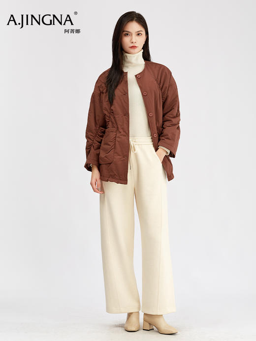 【弧形绗缝】阿菁娜冬季新款显瘦慵懒棉服弧形绗缝设计落肩宽松版型F30D215008 商品图5