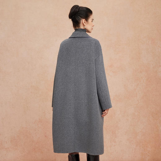 QH921斯尔丽2025新款双面双色宽松廓形慵懒风简洁大方羊毛大衣 商品图7