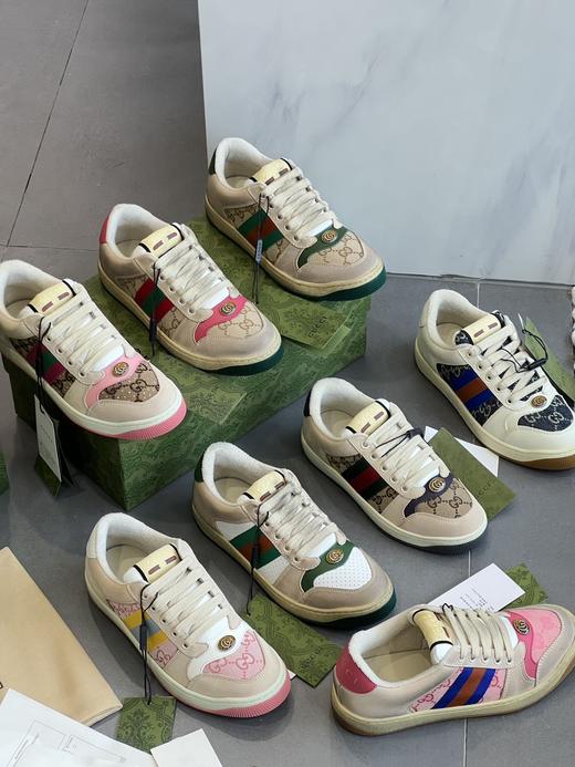 G家脏脏鞋男女款2025春秋季新款真皮情侣板鞋复古老花厚底小脏鞋 商品图0