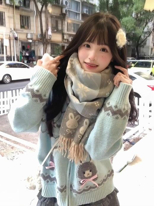 <曾小咸推荐> 费尔岛韩系小兔披肩围巾 日常价89/件 活动价59！！【预售款，预计3-15天发货】 商品图10