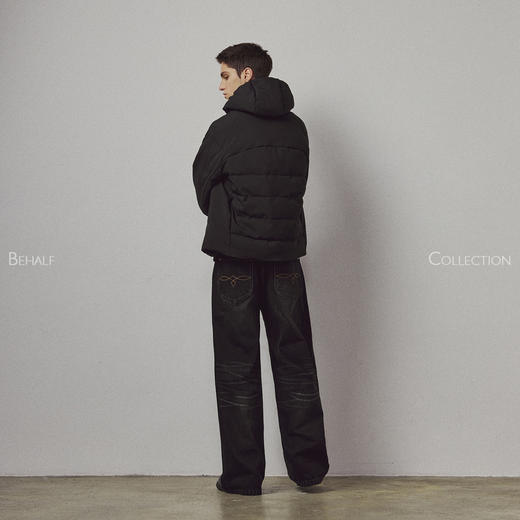 714street高端线BEHALF 极简线条分割 3M热反射银膜软壳连帽棉服 商品图2