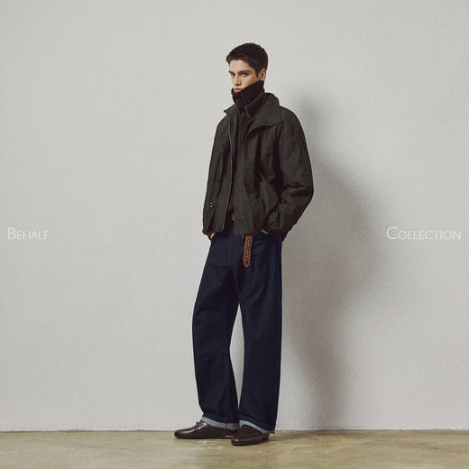 714street高端线BEHALF「日本冈山」胚蓝 弧形打褶原牛弯刀长裤 商品图2