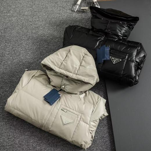 D111934胸前拉链设计25年秋冬黑杏拼色白鸭绒羽绒服 商品图1