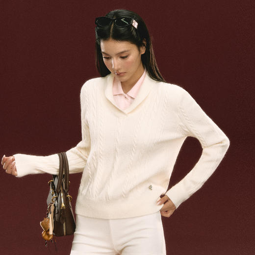 Ariseism 美式复古套头绞花针织衫毛衣女秋冬新款上衣 商品图1