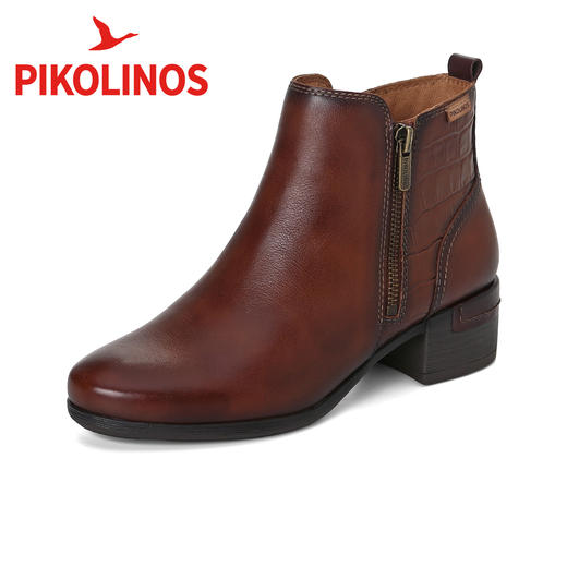 【云粉节】BF楼Pikolinos派高雁冬季牛皮拼色牛皮圆头中粗跟时尚短靴PA252715.吊牌价2880 商品图2
