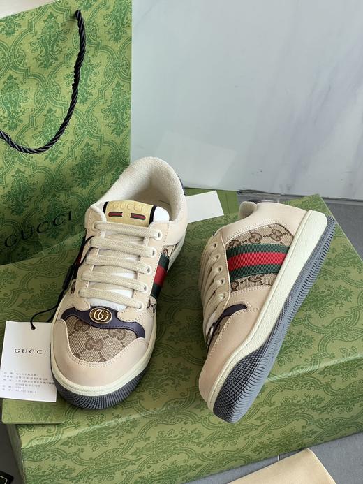 G家脏脏鞋男女款2025春秋季新款真皮情侣板鞋复古老花厚底小脏鞋 商品图10