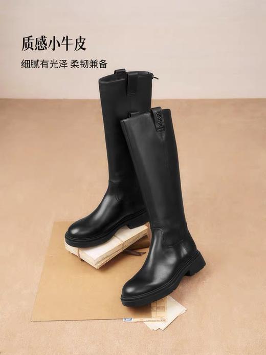 【云粉节】BF楼Bata及膝骑士靴女2025冬款牛皮粗跟百搭长筒靴AC247DG5   吊牌价2059   活动价1399 商品图2