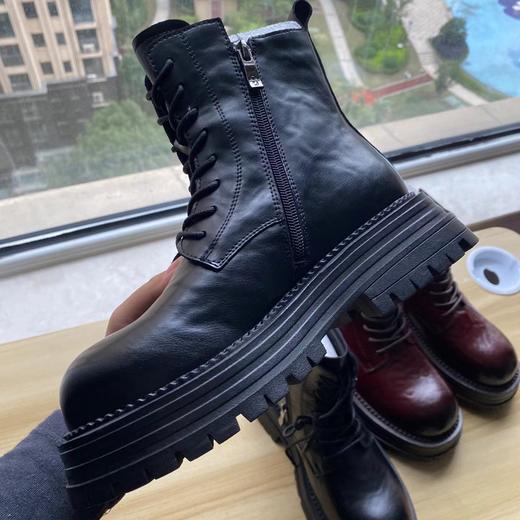 D111904马丁靴女款2025新款秋冬季厚底短靴圆头英伦风百搭粗跟短靴 商品图11
