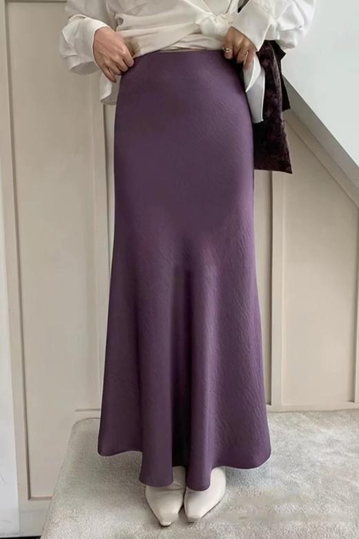 ELLA JADE 法式气质醋酸缎面垂坠感高腰半裙 21618 商品图0