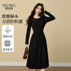 【年货节】熙世界优雅赫本风黑色针织连衣裙女冬季新款法式配大衣的掐腰裙子 商品缩略图0