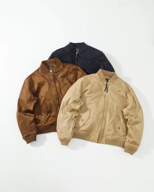 D111933麂皮羊绒面革皮衣绗棉罗纹棒球领外套棉服 商品图0