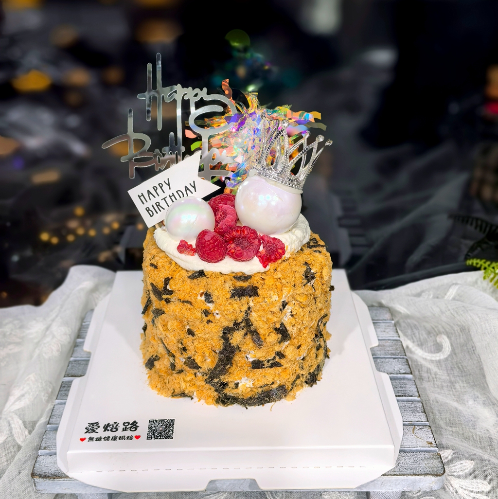 低卡无麸质版肉松小贝生日蛋糕 低碳生酮控糖